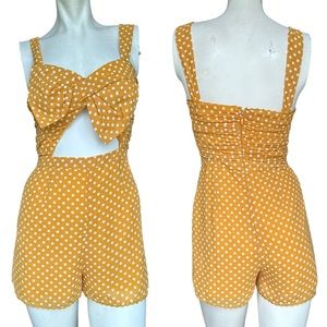 Tularosa Revolve "Brianna" Mustard Yellow & White Polka Dot Romper Size XS